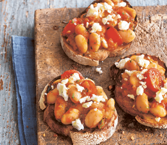 Fèves à la grecque feta tomates